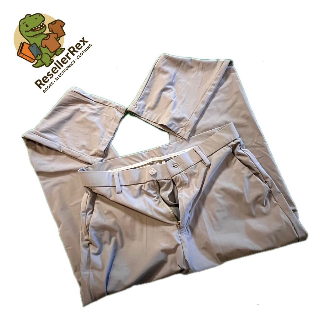 D.B. Hua Wei Deng Homme Men's Light Gray Flat Front Stretch Golf Pants Size 30